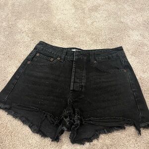ZARA BLACK RIPPED JEAN SHORTS